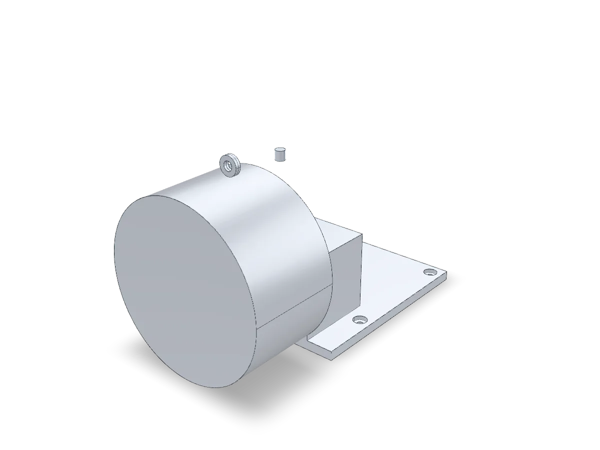 An electric motor with a square base and a shaft, as a 3D part